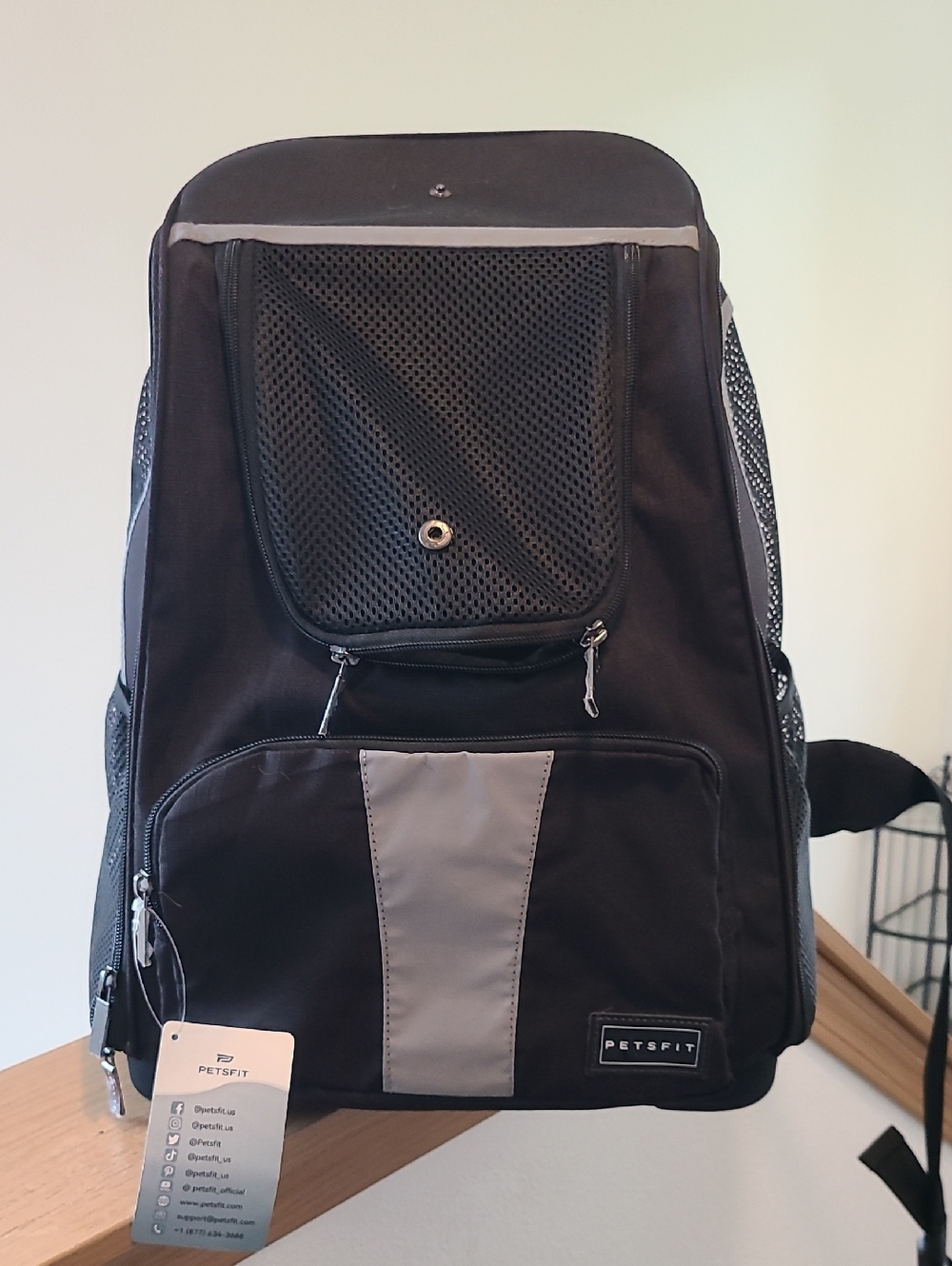Petsfit Black and Gray Pet Carrier Backpack